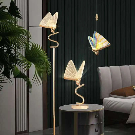 Butterfly Lamp Chandelier with LED lighting in aluminium and acrylic design