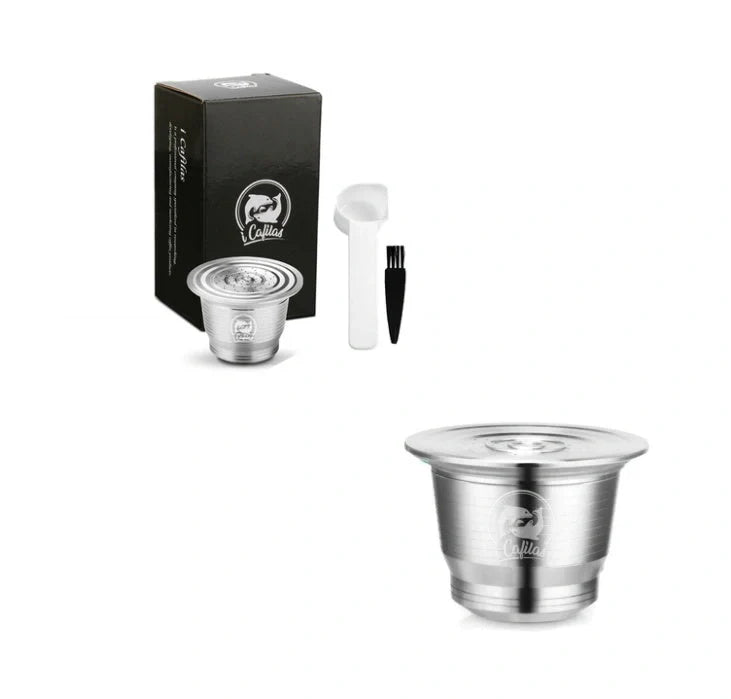 Stainless steel reusable Nespresso coffee capsule with refillable filter