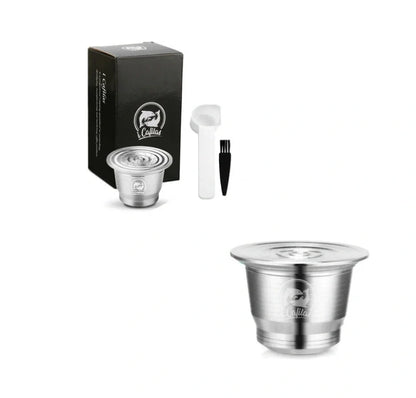 Stainless steel reusable Nespresso coffee capsule with refillable filter