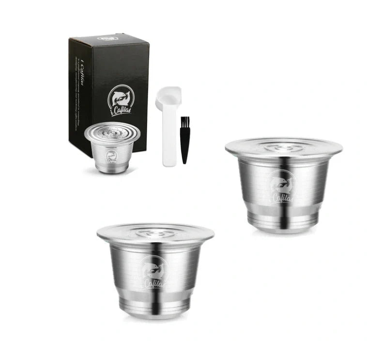 Stainless steel reusable Nespresso coffee capsule with refillable filter