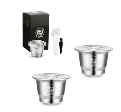 Stainless steel reusable Nespresso coffee capsule with refillable filter