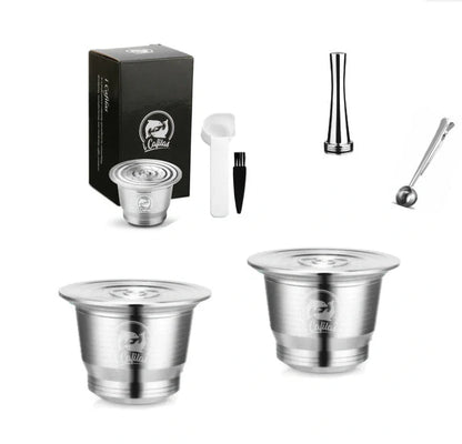 Stainless steel reusable Nespresso coffee capsule with refillable filter