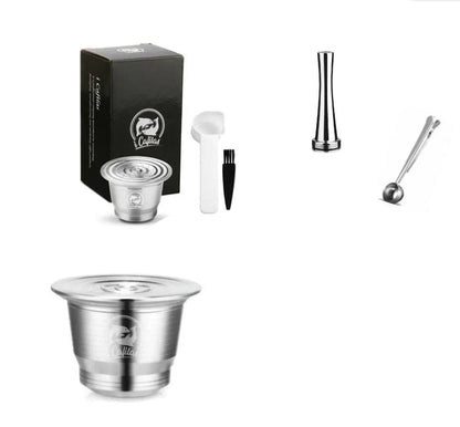 Stainless steel reusable Nespresso coffee capsule with refillable filter