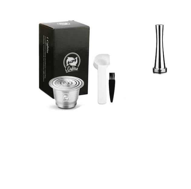 Stainless steel reusable Nespresso coffee capsule with refillable filter