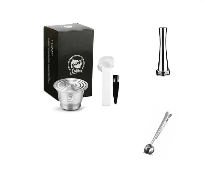 Stainless steel reusable Nespresso coffee capsule with refillable filter