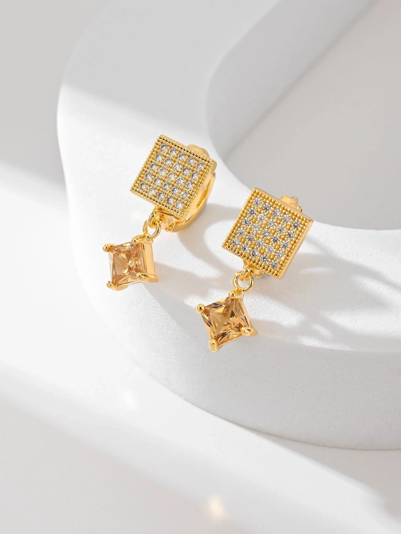 Square fashion zircon earrings in various colours, perfect for women's accessories