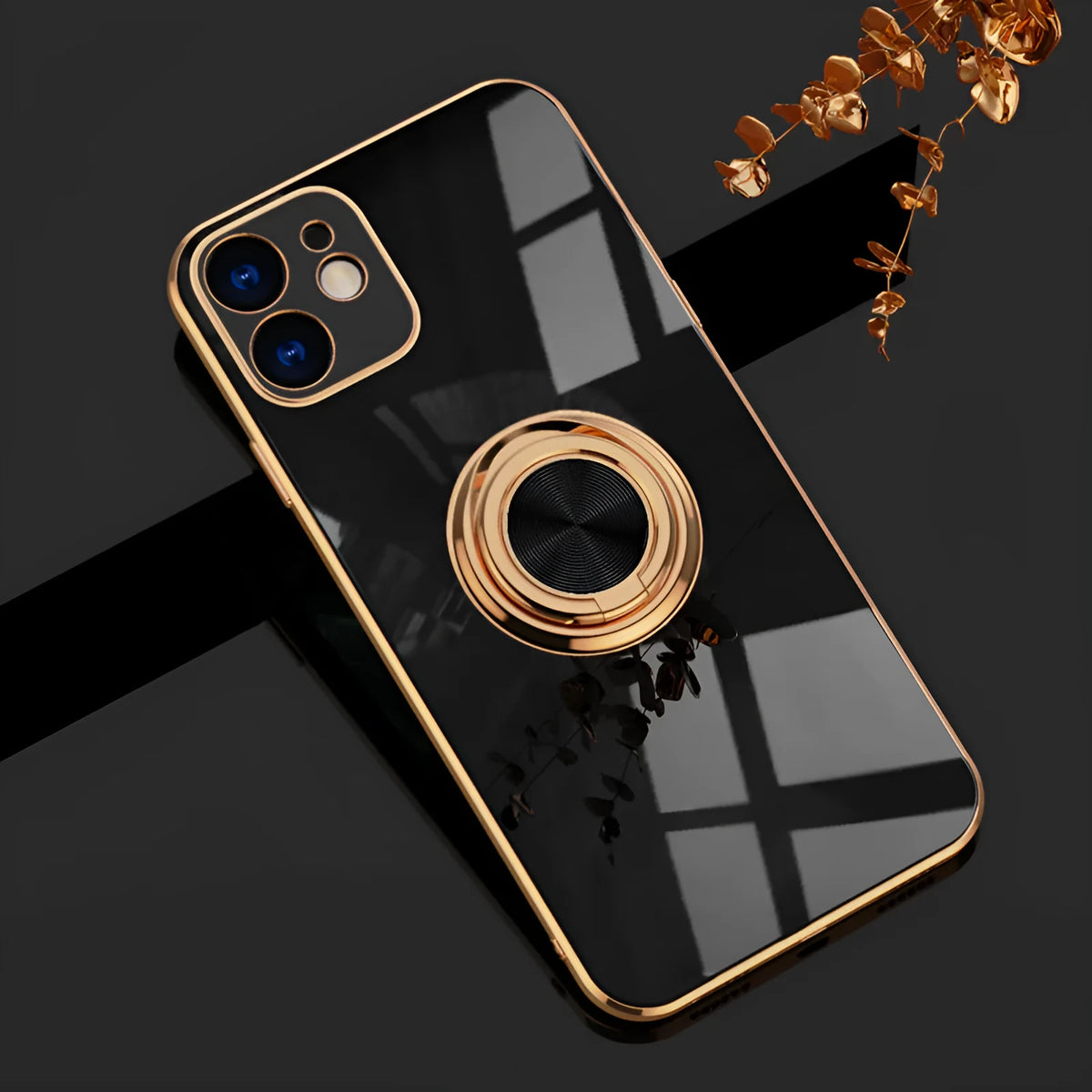 Electroplating TPU magnetic car phone case for iPhone in seven solid colours including rose gold and light cyan.