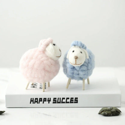 Plush sheep figurines in various colors and sizes, perfect for home decoration and gifting