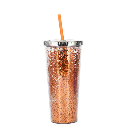 Creative Colour Sequins Cold Cup with Lids and Straws, 601-700ml capacity