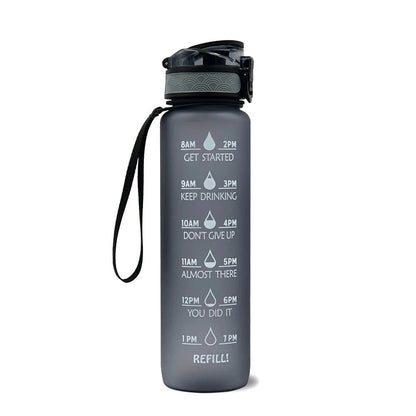 Motivational 1L Sport Water Bottle with Time Tracker and Leak-Proof Design