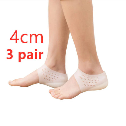 Discreet silicone heel height booster insoles in various colours and sizes for men and women