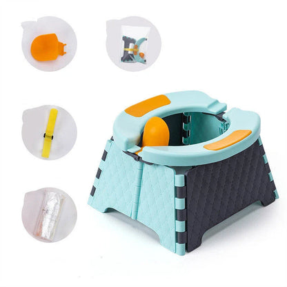 Foldable potty seat in various colours, perfect for toddler potty training at home or on travel