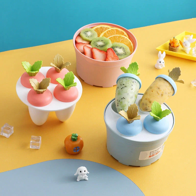 Carrot-shaped silicone ice cream mold for homemade freezer desserts