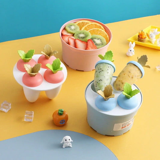 Carrot-shaped silicone ice cream mold for homemade freezer desserts