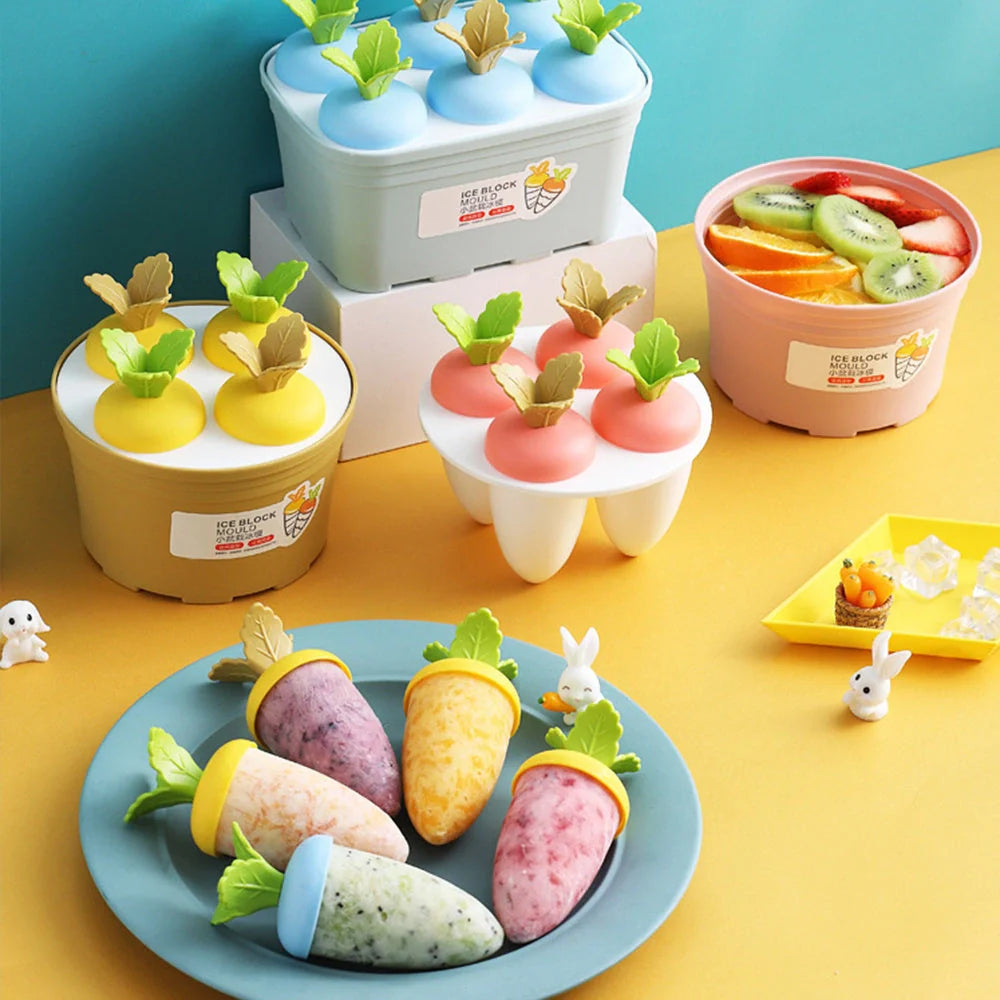 Carrot-shaped silicone ice cream mold for homemade freezer desserts