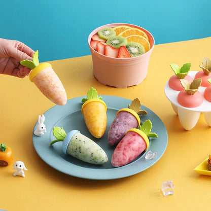 Carrot-shaped silicone ice cream mold for homemade freezer desserts