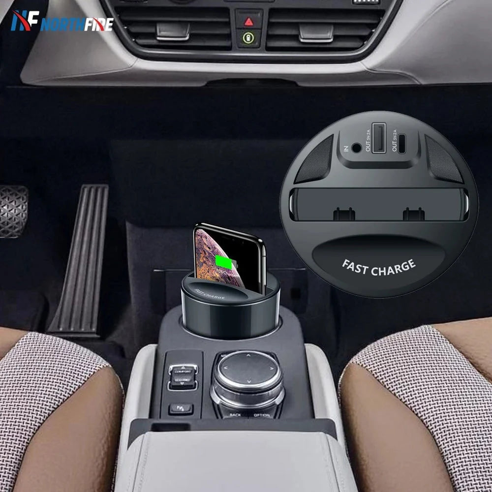 Car Wireless Charging Cup for Samsung phones with USB port