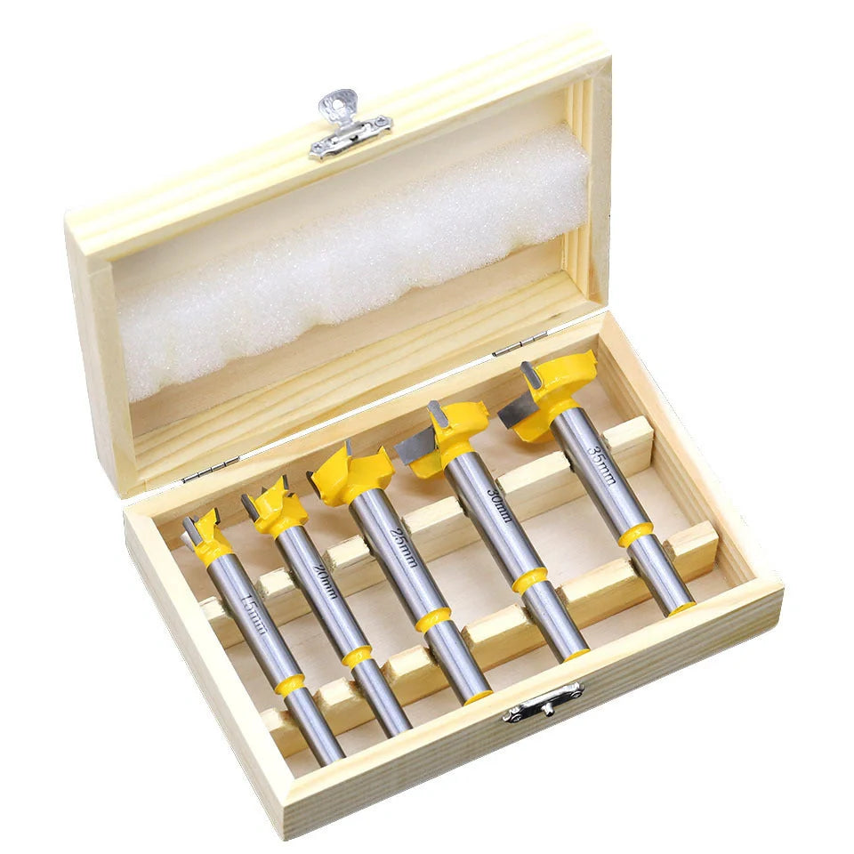 Carbide woodworking hole opener set for electric drills in wooden box