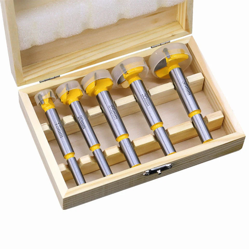 Carbide woodworking hole opener set for electric drills in wooden box