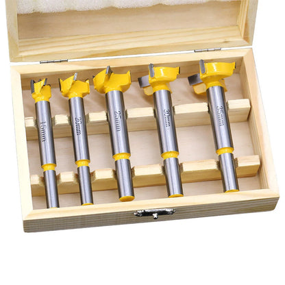 Carbide woodworking hole opener set for electric drills in wooden box