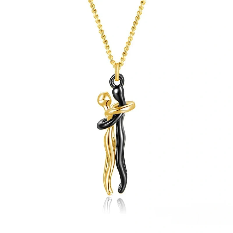 Affectionate Hug Necklace for couples with snake bone chain design
