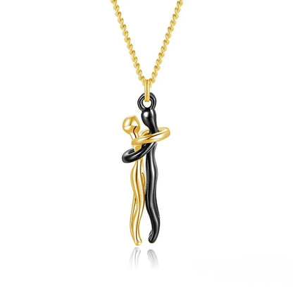 Affectionate Hug Necklace for couples with snake bone chain design