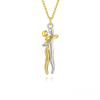Affectionate Hug Necklace for couples with snake bone chain design