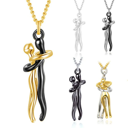 Affectionate Hug Necklace for couples with snake bone chain design