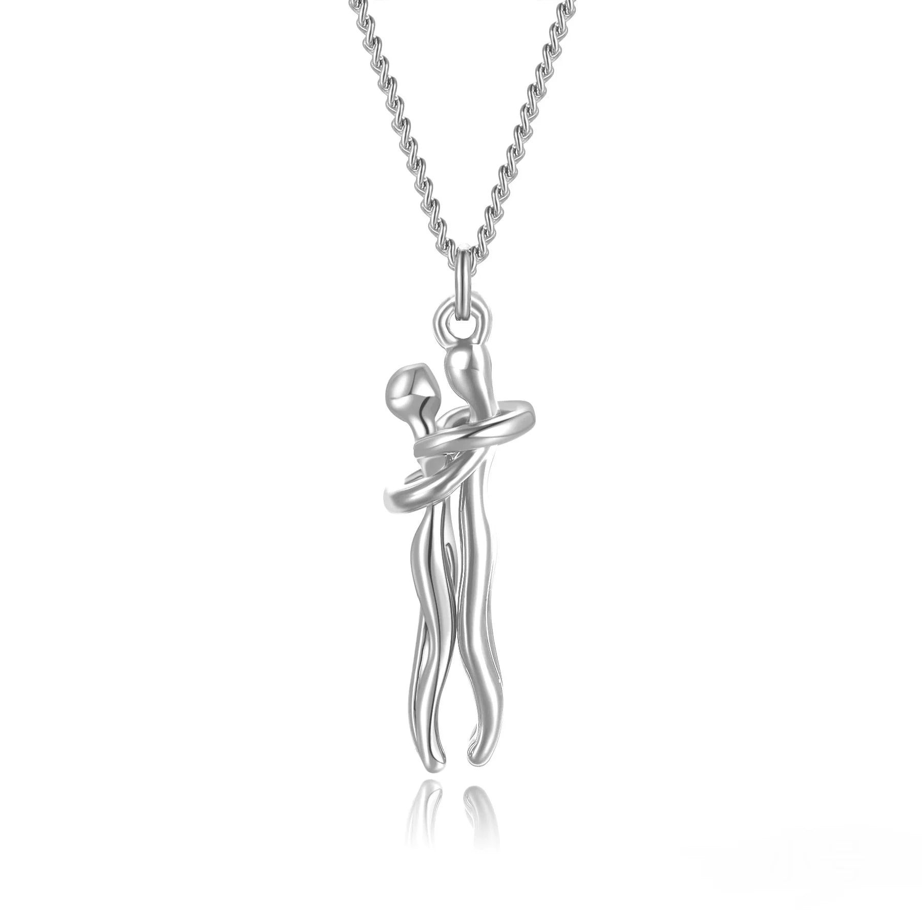 Affectionate Hug Necklace for couples with snake bone chain design