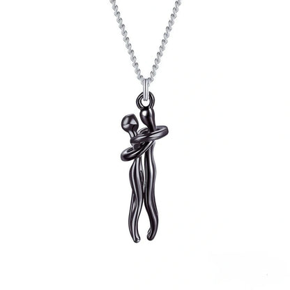 Affectionate Hug Necklace for couples with snake bone chain design