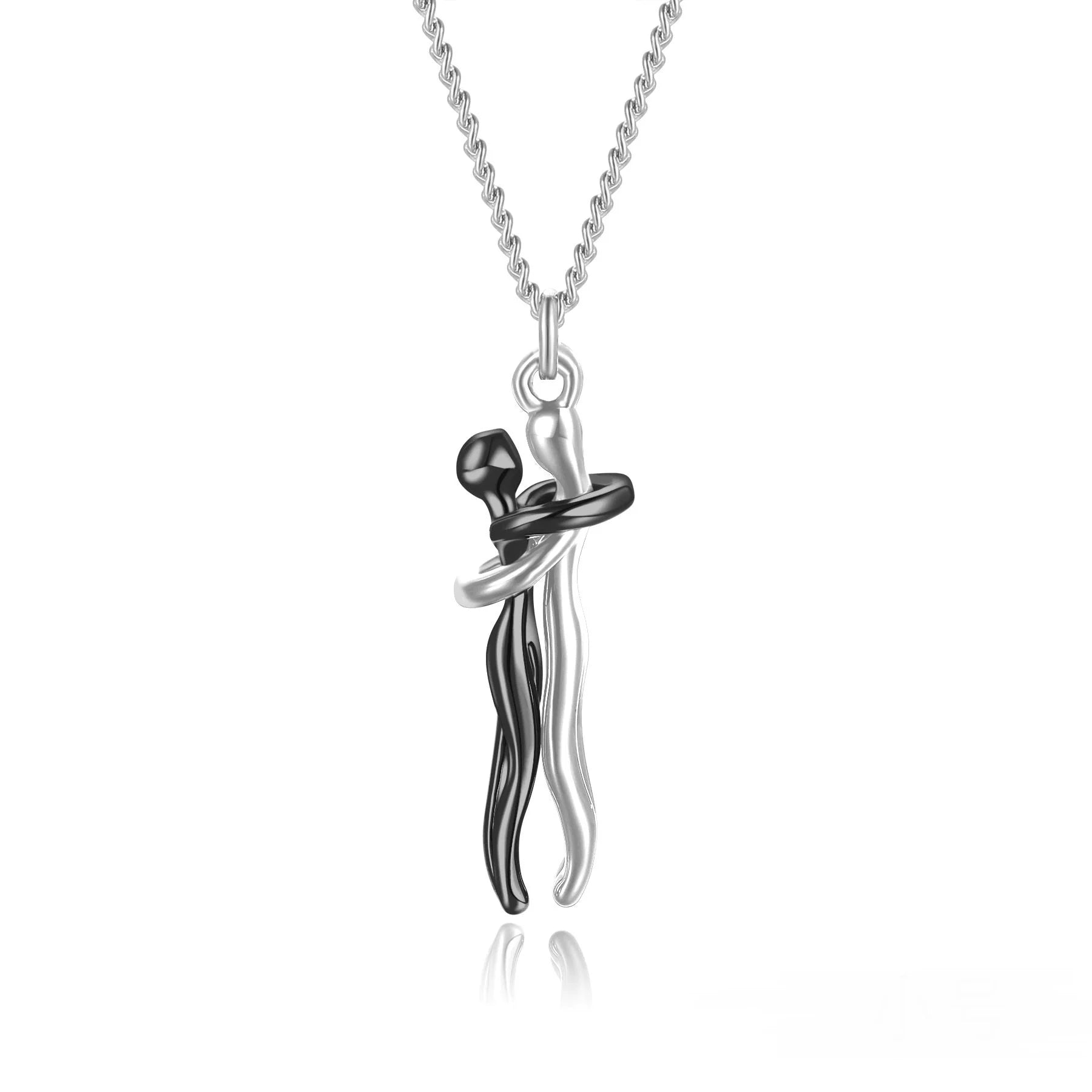 Affectionate Hug Necklace for couples with snake bone chain design