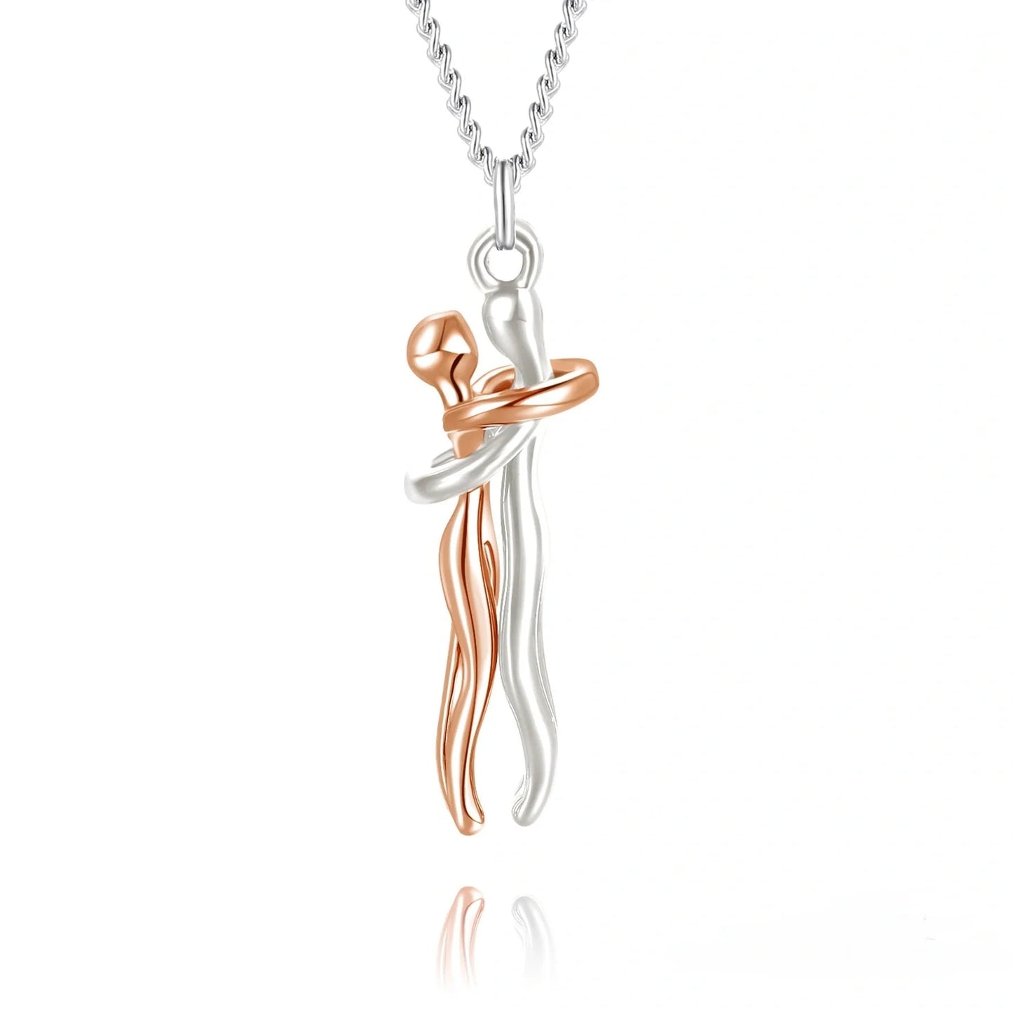 Affectionate Hug Necklace for couples with snake bone chain design