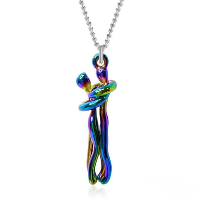 Affectionate Hug Necklace for couples with snake bone chain design