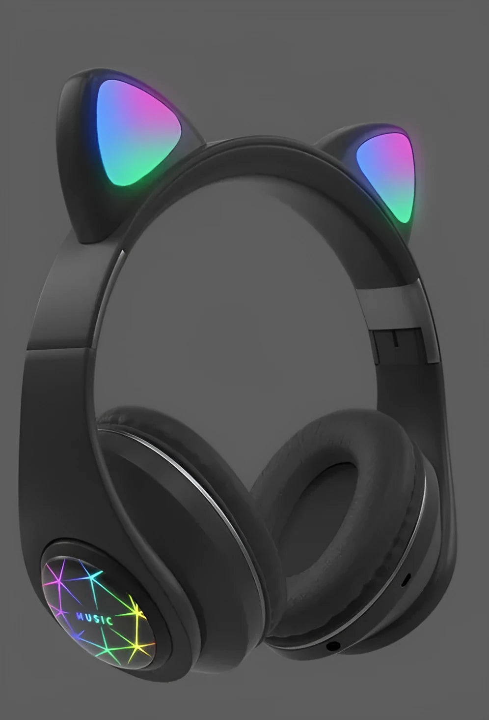 Cat ear Bluetooth headset showing black, blue, green, pink, white and yellow colour options