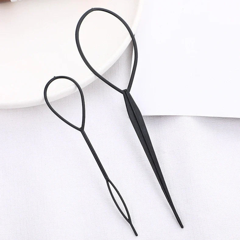 Braided hair travel suit with resin hair disc, comb, extension needle, and pattern hairdressing tool