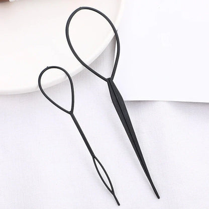 Braided hair travel suit with resin hair disc, comb, extension needle, and pattern hairdressing tool