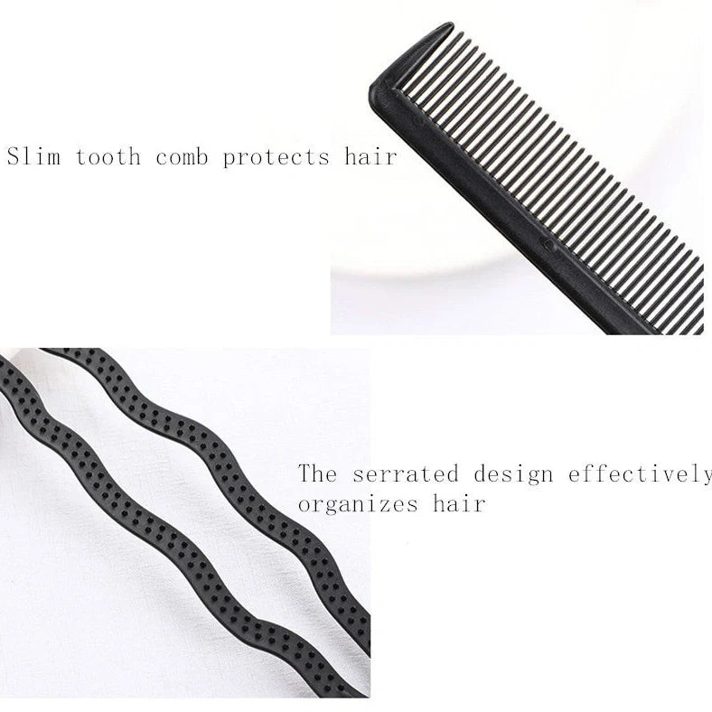 Braided hair travel suit with resin hair disc, comb, extension needle, and pattern hairdressing tool