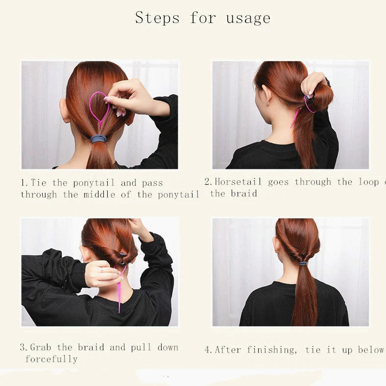Braided hair travel suit with resin hair disc, comb, extension needle, and pattern hairdressing tool