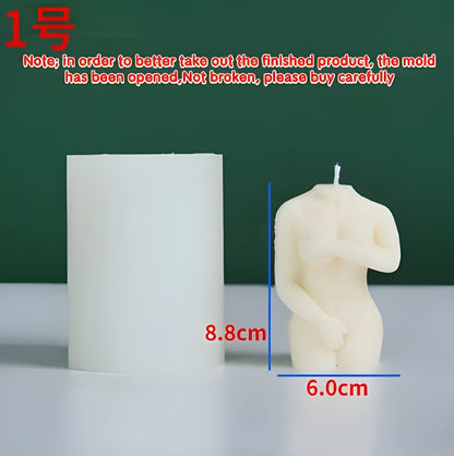 Silicone female body candle mould in three poses for DIY candle making
