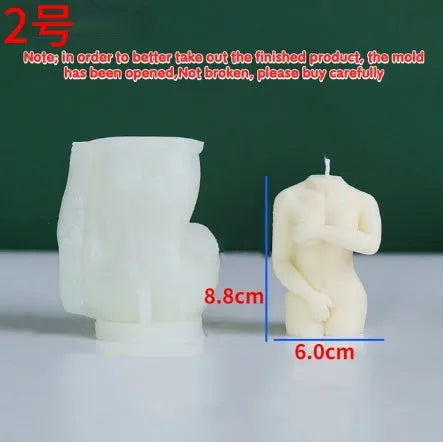 Silicone female body candle mould in three poses for DIY candle making