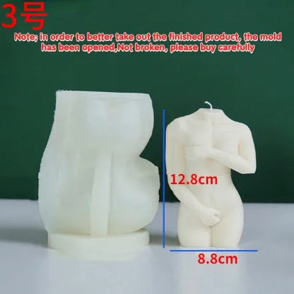 Silicone female body candle mould in three poses for DIY candle making