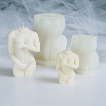 Silicone female body candle mould in three poses for DIY candle making