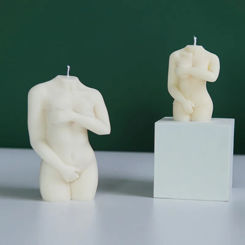 Silicone female body candle mould in three poses for DIY candle making