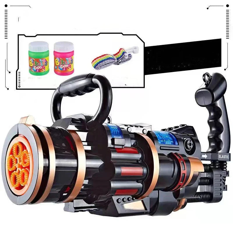 Gatling Bubble Gun Machine for children with automatic electric bubble blower and music features