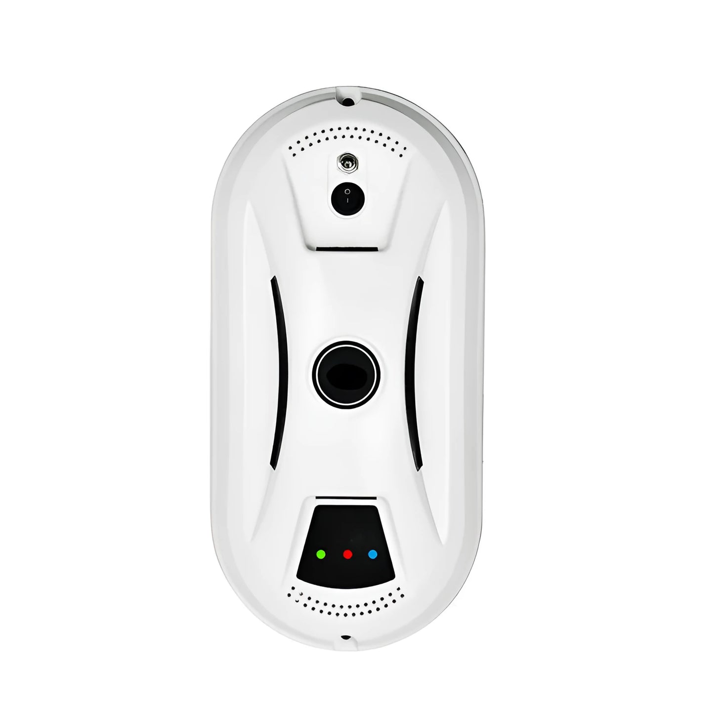 White electric window cleaning robot with compact design for automated window maintenance