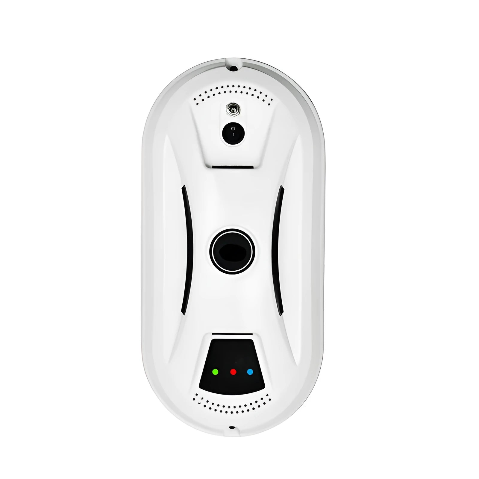 White electric window cleaning robot with compact design for automated window maintenance