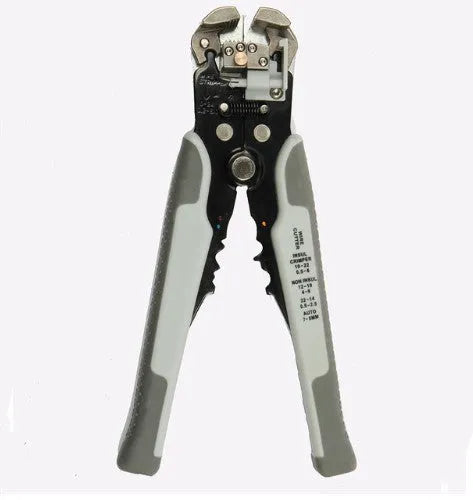 Yellow automatic cable wire stripper crimping plier tool with adjustment screw for 10-24 AWG wires