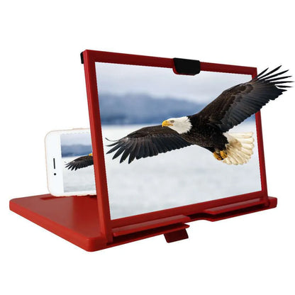 Red, black or white mobile phone screen magnifier with desktop holder in 10 or 12 inch size