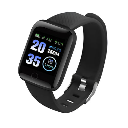 D13 smart bracelet with colour screen showing heart rate detection on wrist