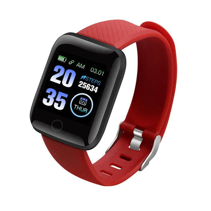 D13 smart bracelet with colour screen showing heart rate detection on wrist